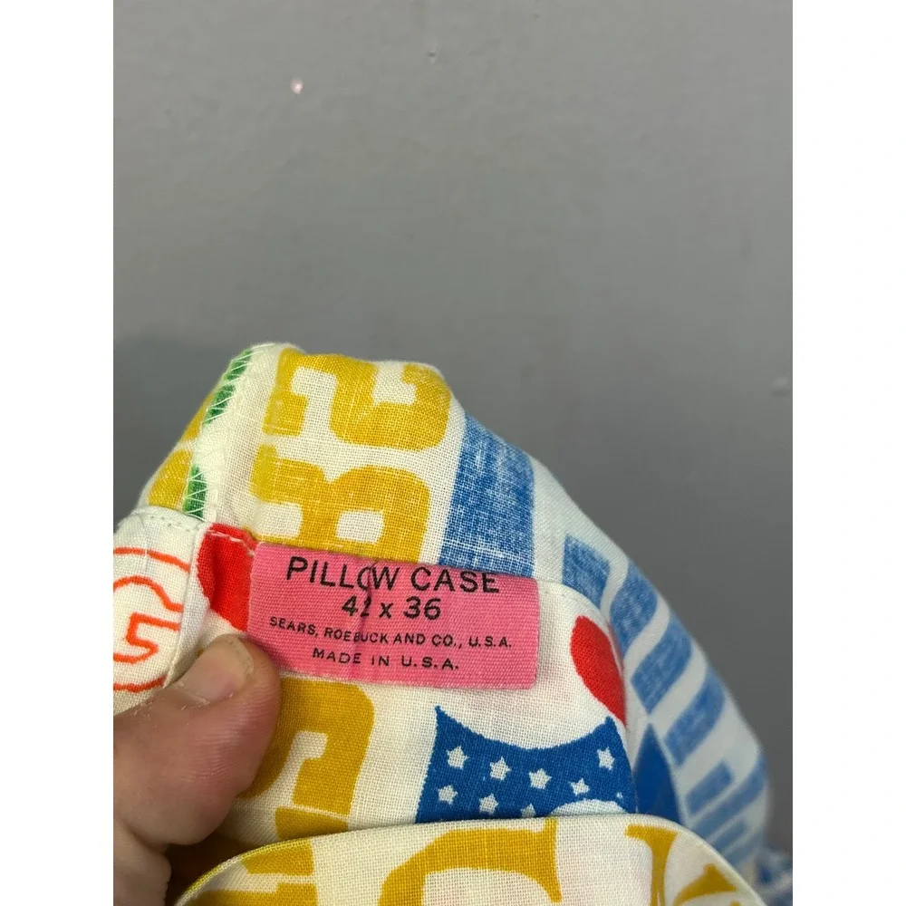 Sears Pillow Case Unisex OS White NFL Team Names Vintage Perma-Prest Made in USA